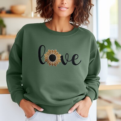 Embroidered Sunflower Love Sweatshirt - image2